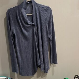 Blue Ribbed Open Cardigan